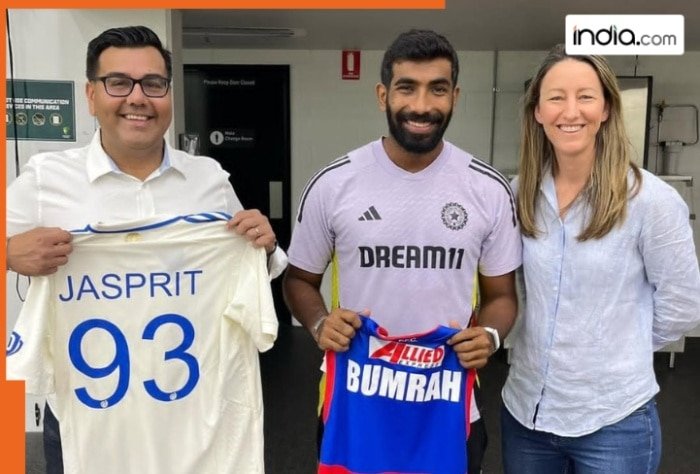 Jasprit Bumrah and Western Bulldogs exchange jerseys at MCG