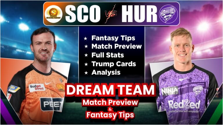 HUR vs SCO Dream11 Team Today Prediction, Match Info, Playing11, Pitch Report, Stats and Analysis