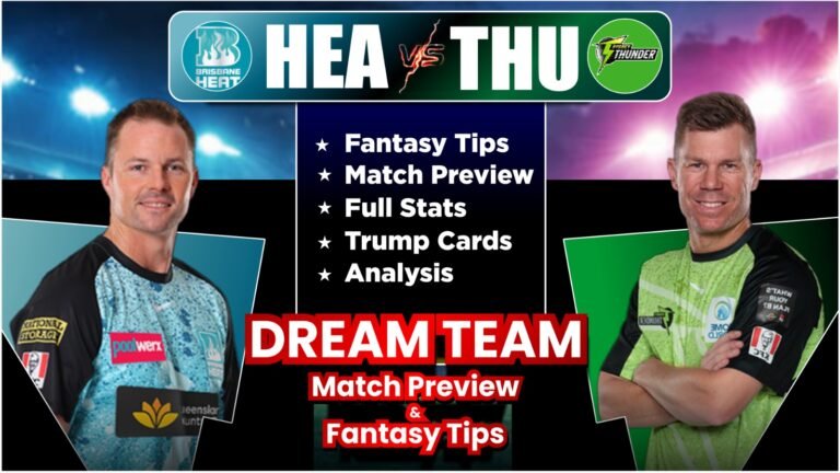 HEA vs THU Dream11 Team Today Prediction, Match Info, Playing11, Pitch Report, Stats and Analysis