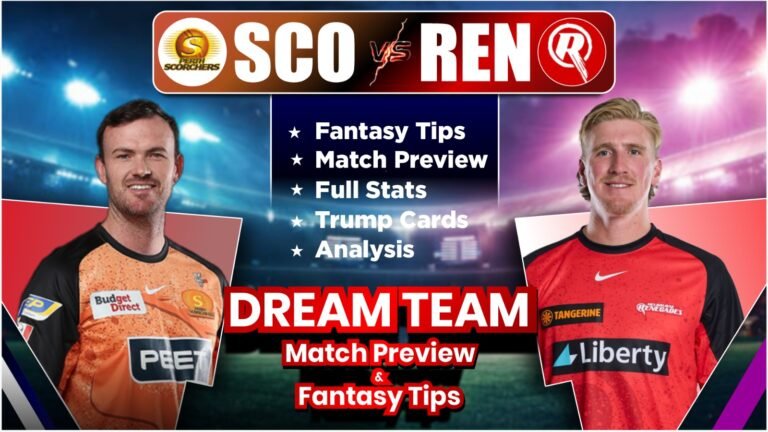 SCO vs REN Dream11 Team Today Prediction, Match Info, Playing11, Pitch Report, Stats and Analysis