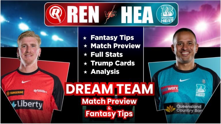 REN vs HEA Dream11 Team Today Prediction, Match Info, Playing11, Pitch Report, Stats and Analysis