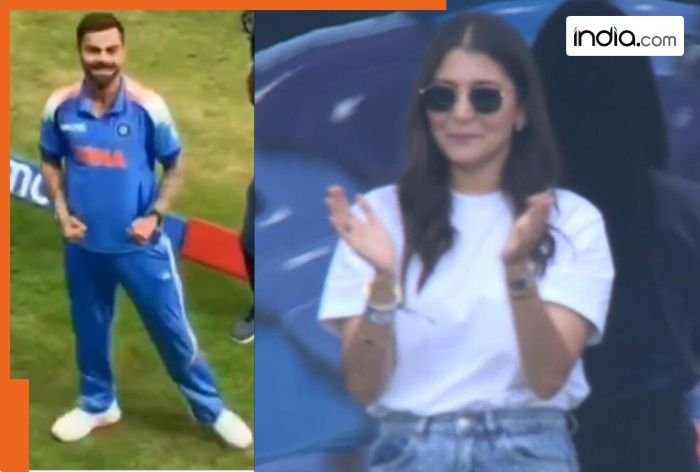 Virat Kohli’s romantic moment with wife Anushka Sharma goes viral after India’s win over Australia in Champions Trophy semis, WATCH video