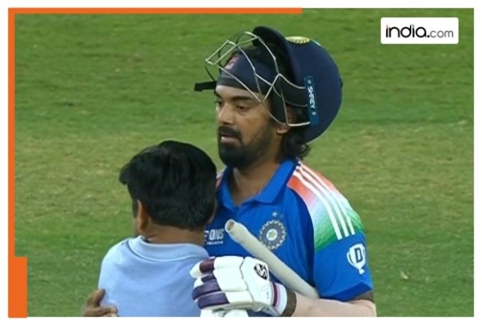 Fan invades pitch to hug KL Rahul after his match-winning six in ICC Champions Trophy semi-final against Australia