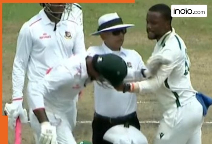 In a heated moment, bowler grabs Bangladesh batter’s helmet and then…