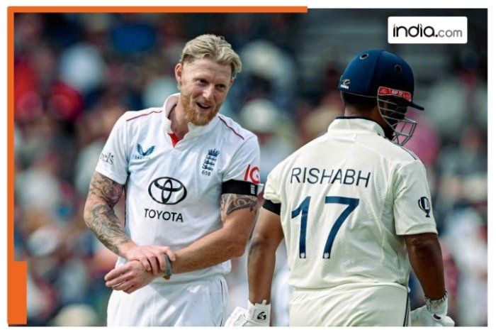Ben Stokes laughs off Rishabh Pant’s bold down-the-ground boundary on just his second ball